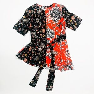 ZARA Print Patchwork Top